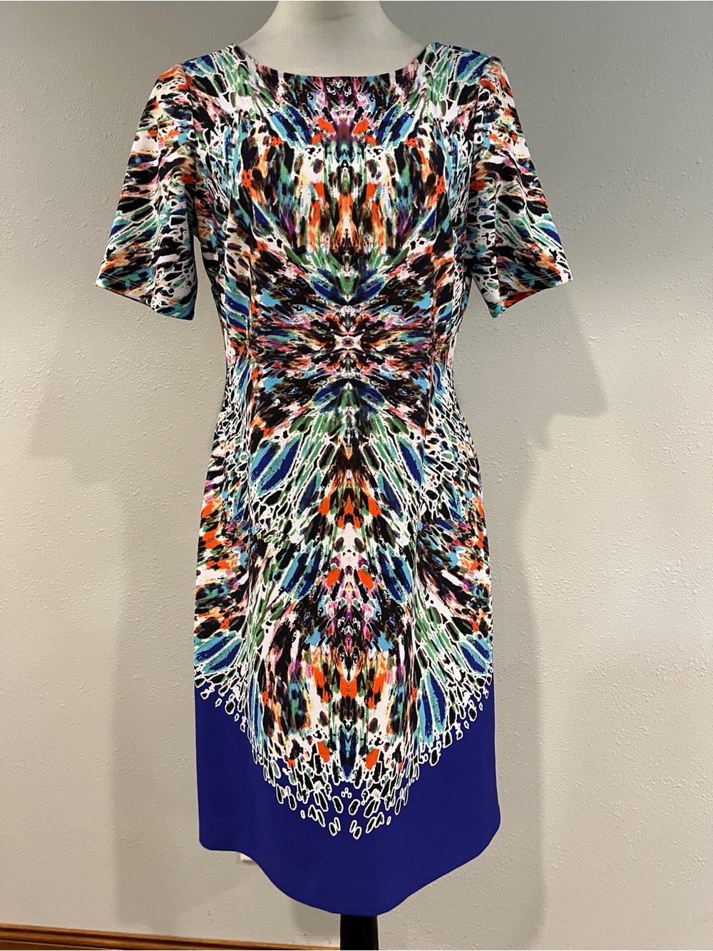 Nine West Multicolor Kaleidoscope Print Midi Dress size 8